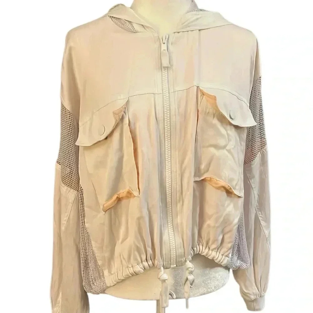 FREE PEOPLE Insect Shield Jacket White/ Peach Cropped Size XS - Picture 2 of 12